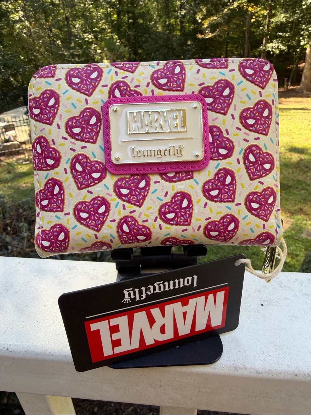 Loungefly Marvel Heart Donut Zip Wallet in Pink and Cream